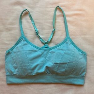 bright blue sports bra